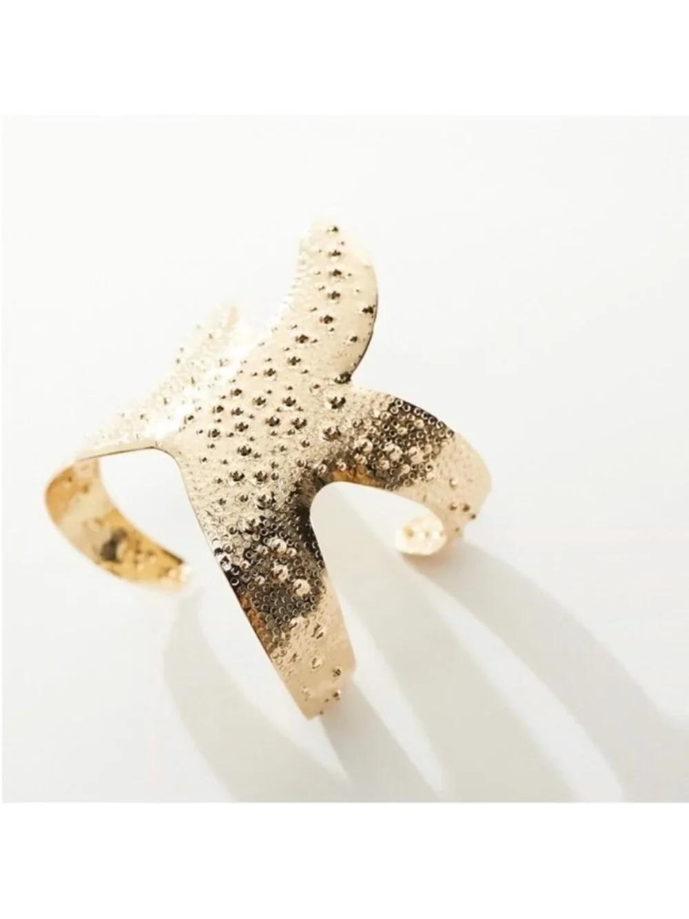 New! Pebbled Gold Starfish Cuff Bracelet